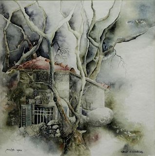EIZENBERG, Orna. Watercolor on Paper. House in