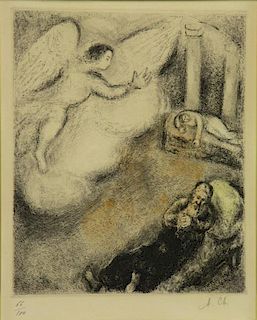 CHAGALL, Marc. Hand Colored Etching "Samuel Called