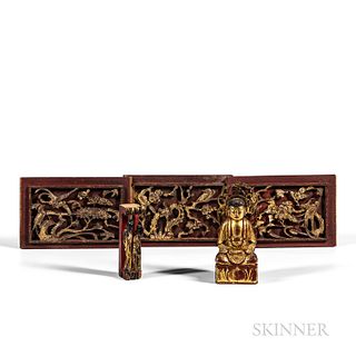 Six Gilt/Lacquered Carved Wood Items