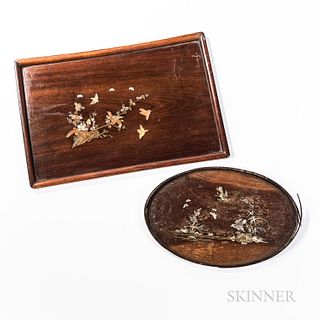 Two Inlaid Wood Trays