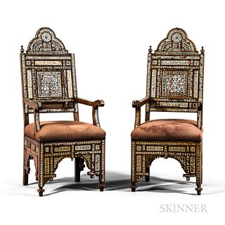 Pair of Mother-of-pearl Inlaid Armchairs