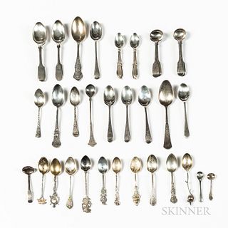 Large Group of Sterling Silver and Silver-plate Spoons