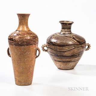 Two Painted Pottery Funerary Jars