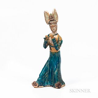 Glazed/Painted Pottery Figure of a Female Musician