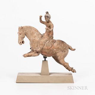 Earthenware Figure of a Female Horse Rider