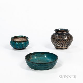 Three Islamic Glazed Stoneware Items