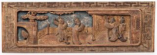 Carved Painted Wood Panel