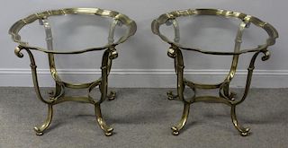 Pair of Quality Polished Brass and Glass Tables.