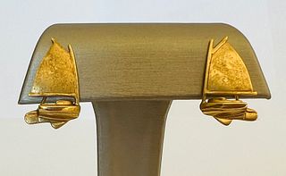 Pair of 14k Yellow Gold Catboat Earrings
