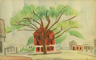 De Hirsh Margules Watercolor on Paper "Customs House, Lower Main, Nantucket"