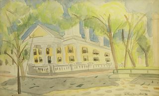 De Hirsh Margules Watercolor on Paper "Hadwen House - Nantucket"