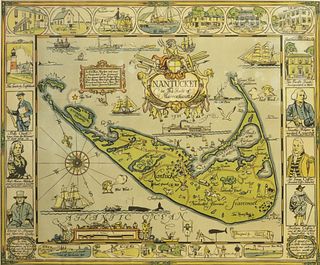 Tony Sarg  Hand Colored Map of Nantucket