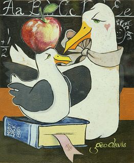 George Davis Tempera on Paper "Moby Dick Lesson"