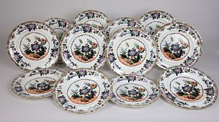 Antique Set of Twelve Mason's Ironstone China Dinner Plates