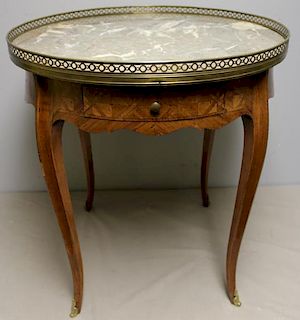 Antique Continental Parquetry Inlaid Marble Top
