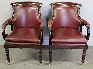 Hancock and Moore Pair of Mahogany and Leather