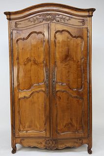 French Provincial Fruitwood Armoire, 19th Century