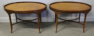 Signed Pair of Baker Inlaid Sheraton Style Coffee