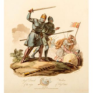Antique Art Print, Anglo-Danish Warriors