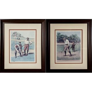 Framed Pair of Vintage Golfing Prints