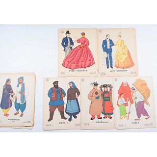 11pc Museum Extension Project WPA Colored Costume Plates