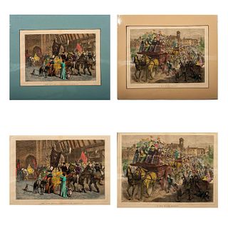 2pc Hand-colored The Graphic Newspaper Prints 1877