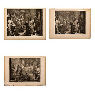 3pc After William Hogarth Engravings Paul Before Felix