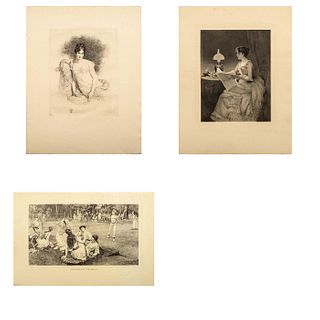 3pc Assortment Engraving Prints, Portrait of Ladies