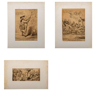 3pc Etching Prints, Political Satire 1795 - 1798