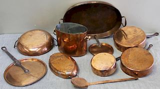 Lot of Assorted Antique Copper Pots.