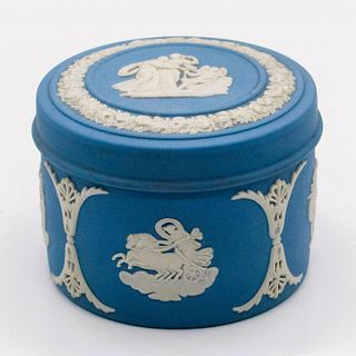 Wedgwood Pale Blue Jasperware Round Trinket Box