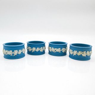 4pc Wedgwood Blue Jasperware Napkin Rings