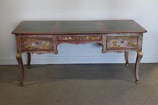 Baker Chinoiserie Decorated Leathertop Desk.