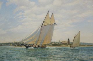 Anthony D. Blake Oil on Canvas "Nantucket in 1880"