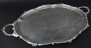 Large Antique English James Deakin & Sons Sheffield Silver Plate Serving Tray