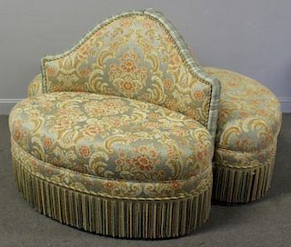Art Deco Style Upholstered 3 Seat Tete A Tete