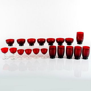 19pc Anchor Hocking Royal Ruby Drinkware Set