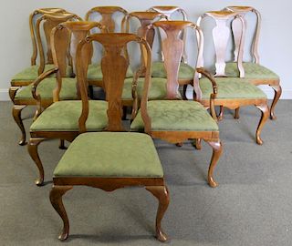 BAKER. Set of 10 Queen Anne Style Dining Chairs.