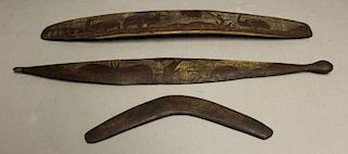 Lot of 3 Antique Wood Aboriginal Items.