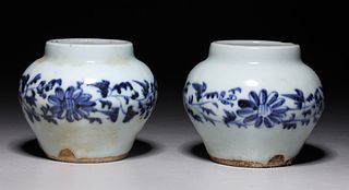 Two Small Chinese Blue & White Porcelain Jars