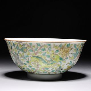 Chinese Famille Verte Enameled Porcelain Qilin Bowl