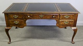 Queen Anne Style Leather Top Desk.