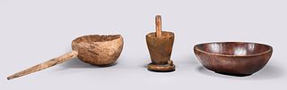 Group of Three Vintage Wooden Objects