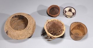 Group of Five Assorted Vintage Woven Baskets