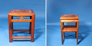 Two Antique Chinese Carved Wood Pedestals
