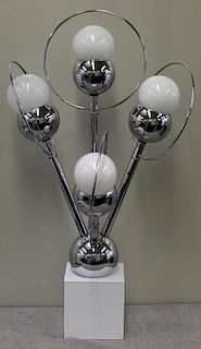 Midcentury Chrome Ball Table Lamp.