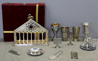 JUDAICA. Miscellaneous Grouping of Silver Items.