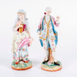 Antique Pair of German Porcelain Bisque Figures Fancy Dress