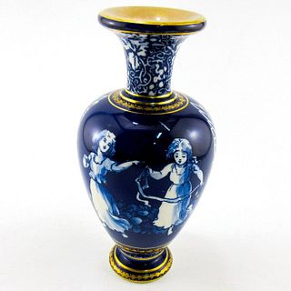 Royal Doulton Blue and White Vase, Children Playing