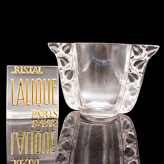 2pc Rene Lalique Honfleur Vase and Display Sign